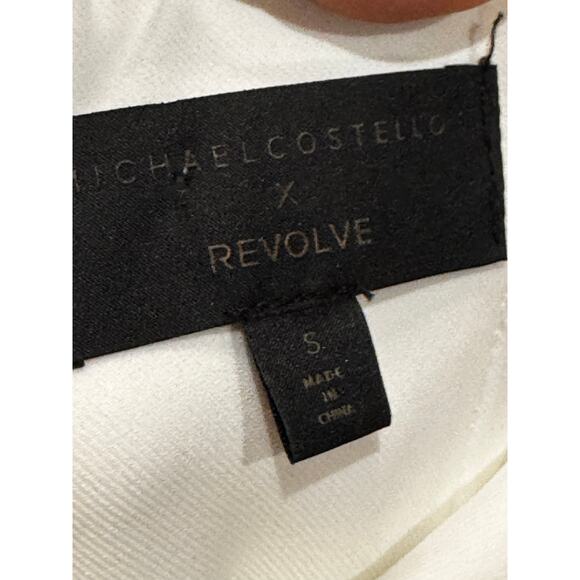 Michael Costello x REVOLVE ruched stain Bardot Mini Dress in Ivory small - Picture 8 of 12